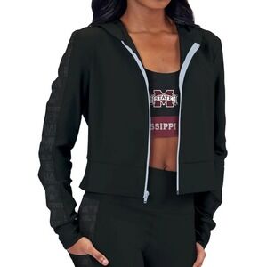 MISSISSIPPI STATE BULLDOGS Certo Women's Cropped Full Zip Hoodie Black Large NEW